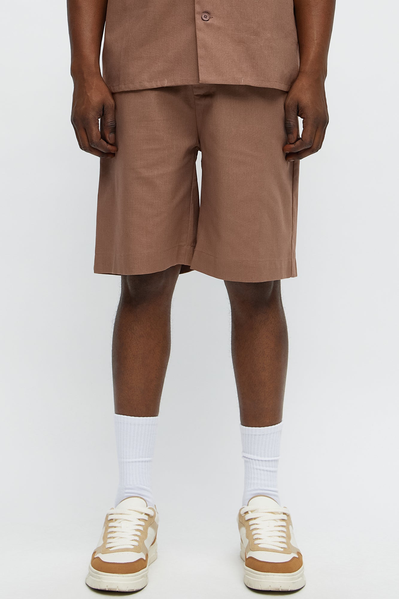 Chai Linen Like Relaxed Shorts Brown ADM-LLLONW