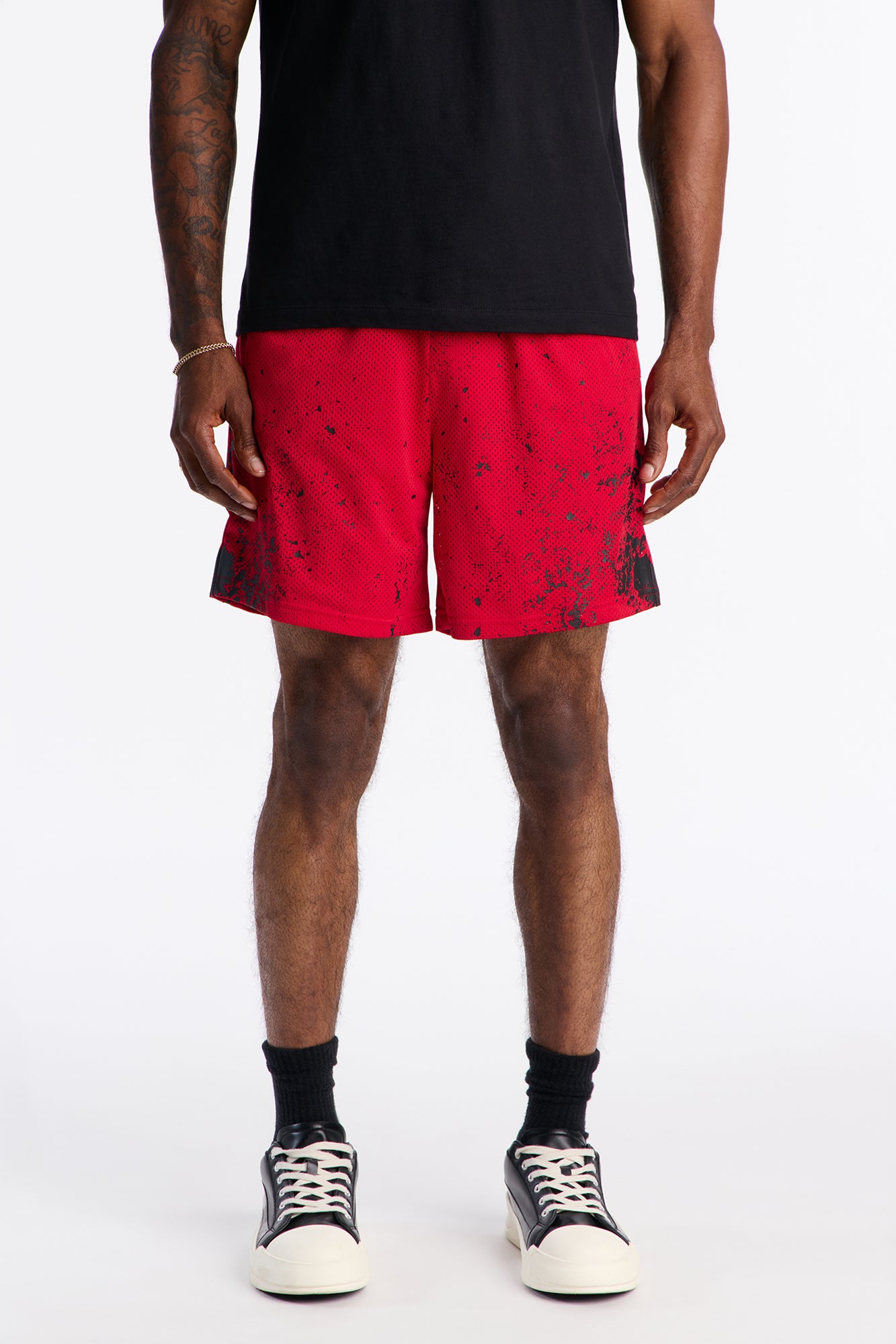 Cosmos Dust Mesh Short - Red Combo Athletic Shorts for Men