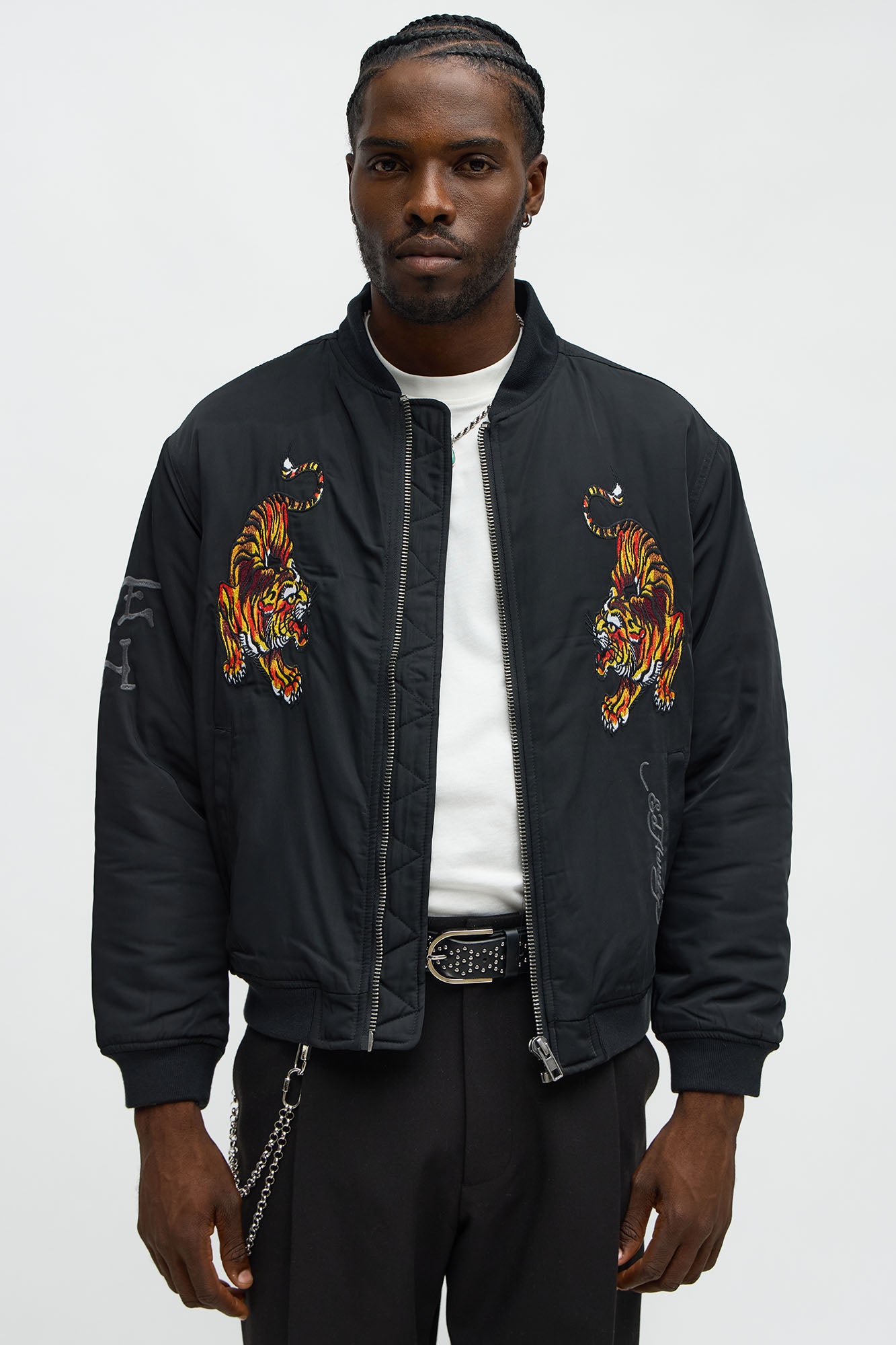 Ed Hardy Urban Jungle Padded Bomber Jacket - Black Combo