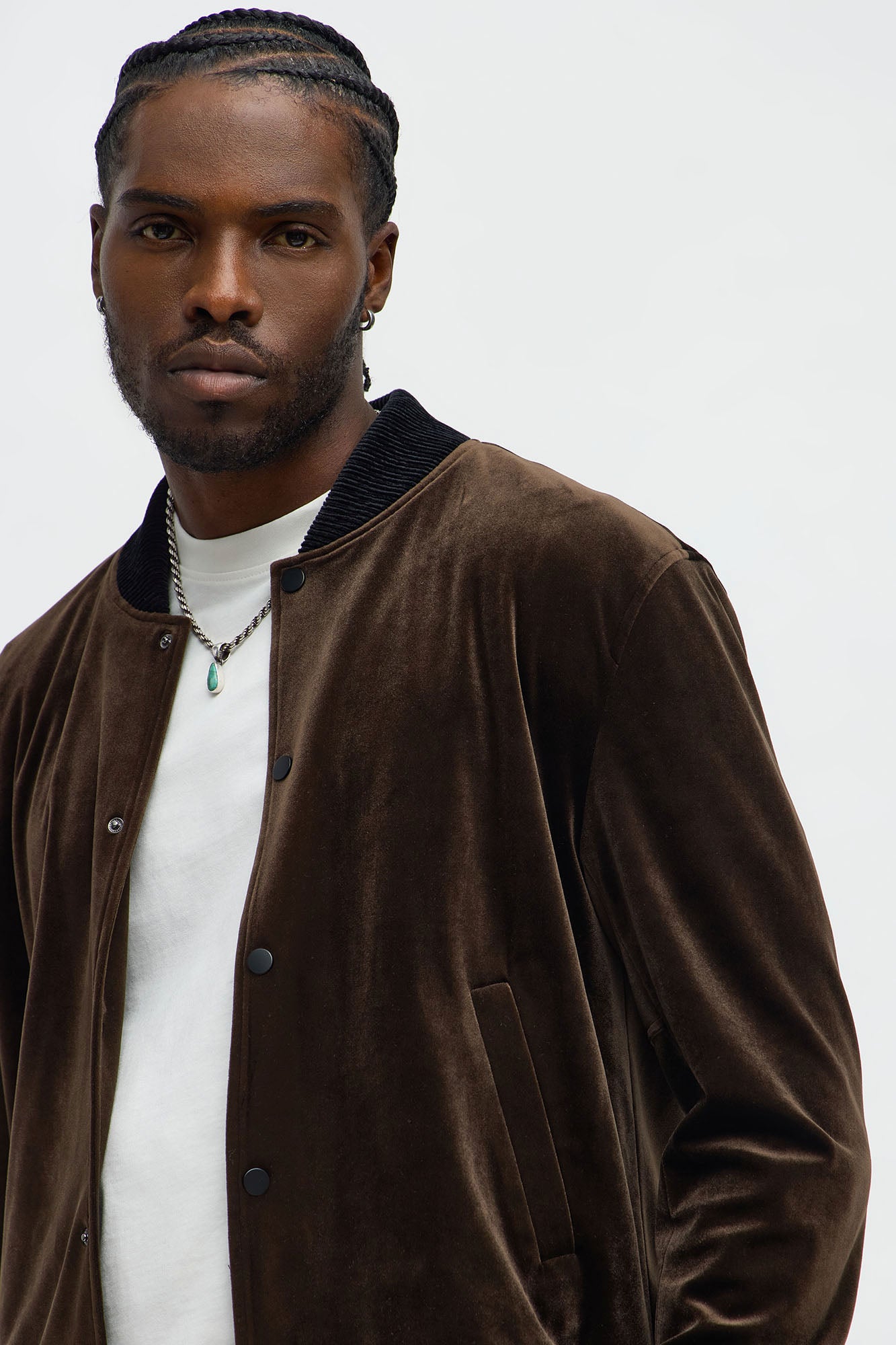 Elevated Velvet Bomber Jacket in Brown - Premium Soft Fabric