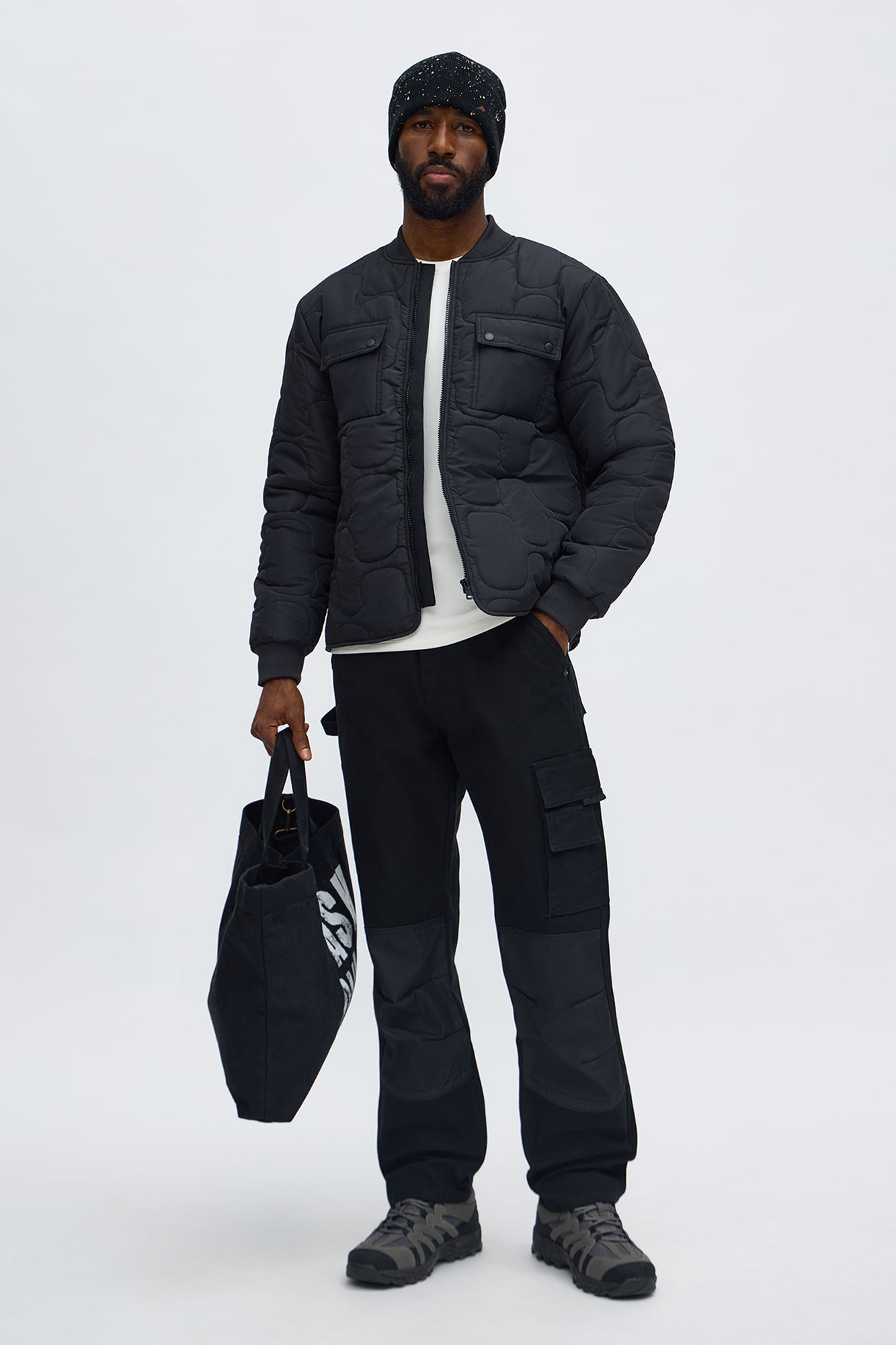 Geo Quilted Jacket - Black Quilted Puffer Jacket for Women