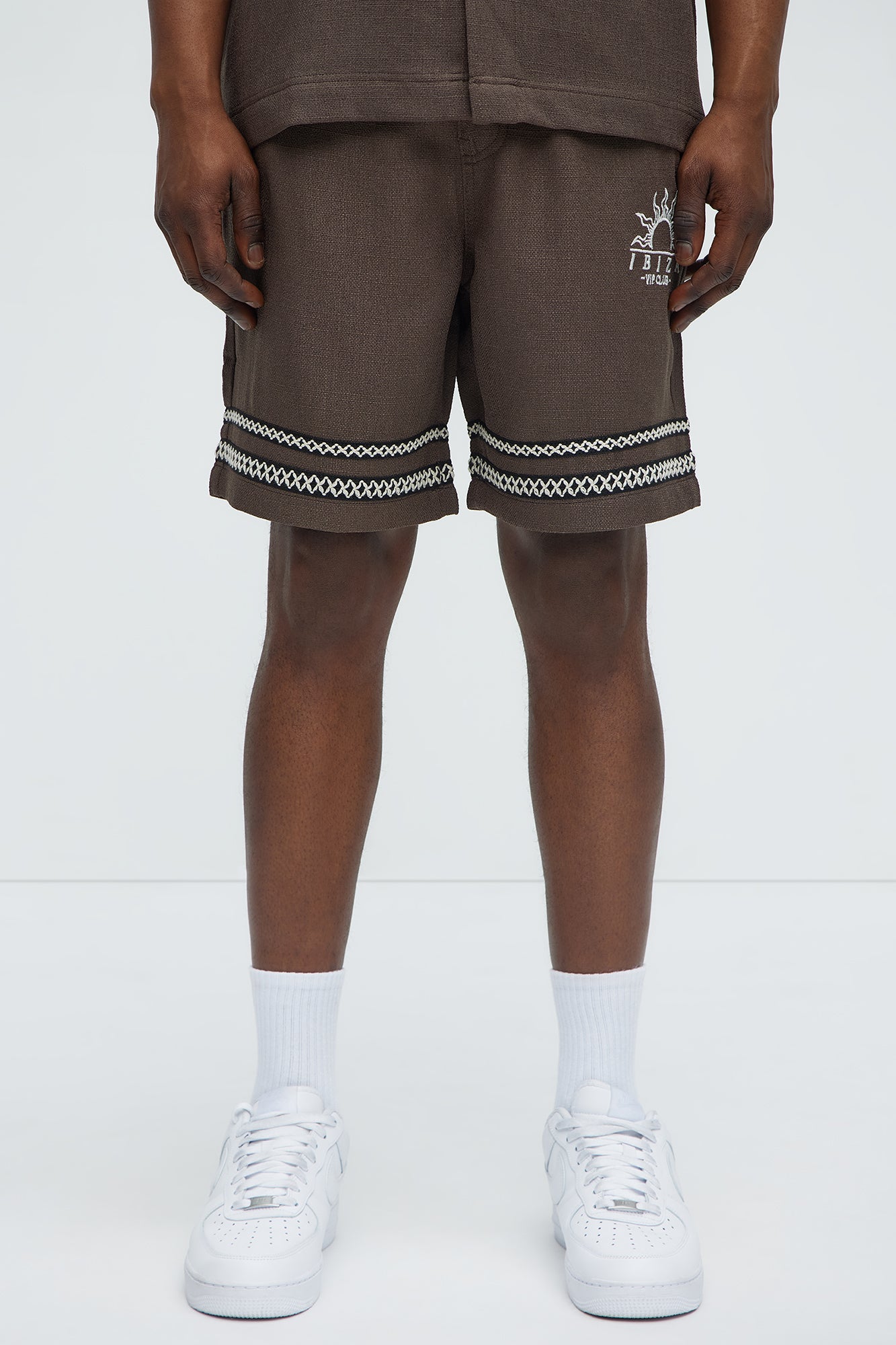 Ibiza VIP Club Linen-Like Relaxed Shorts Chocolate