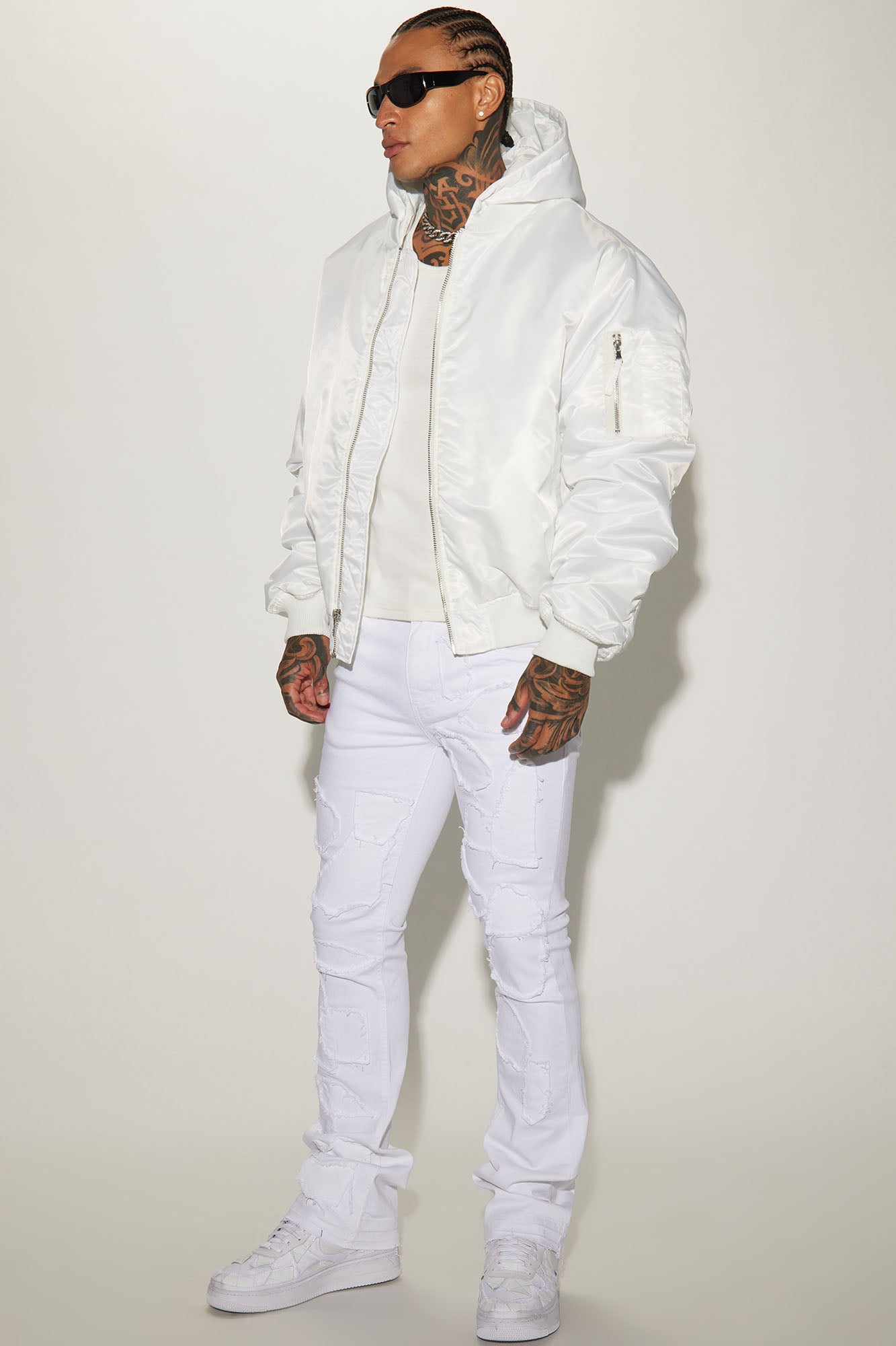 Pecos Hooded Bomber Jacket - White, Men's Fashion Outerwear