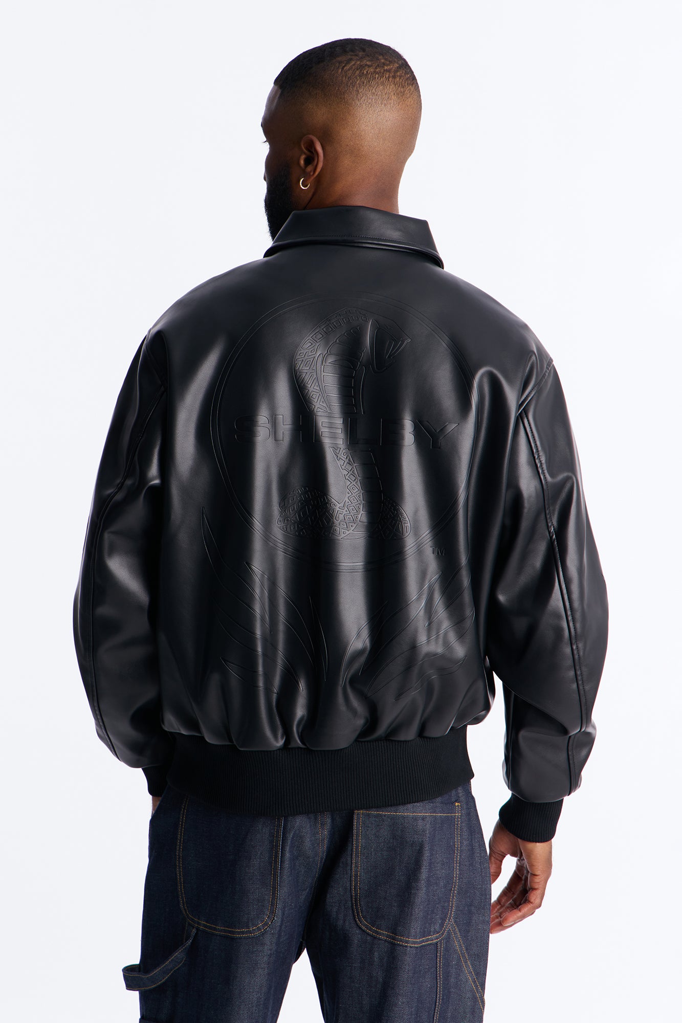Shelby Racing Embossed Faux Leather Jacket Black