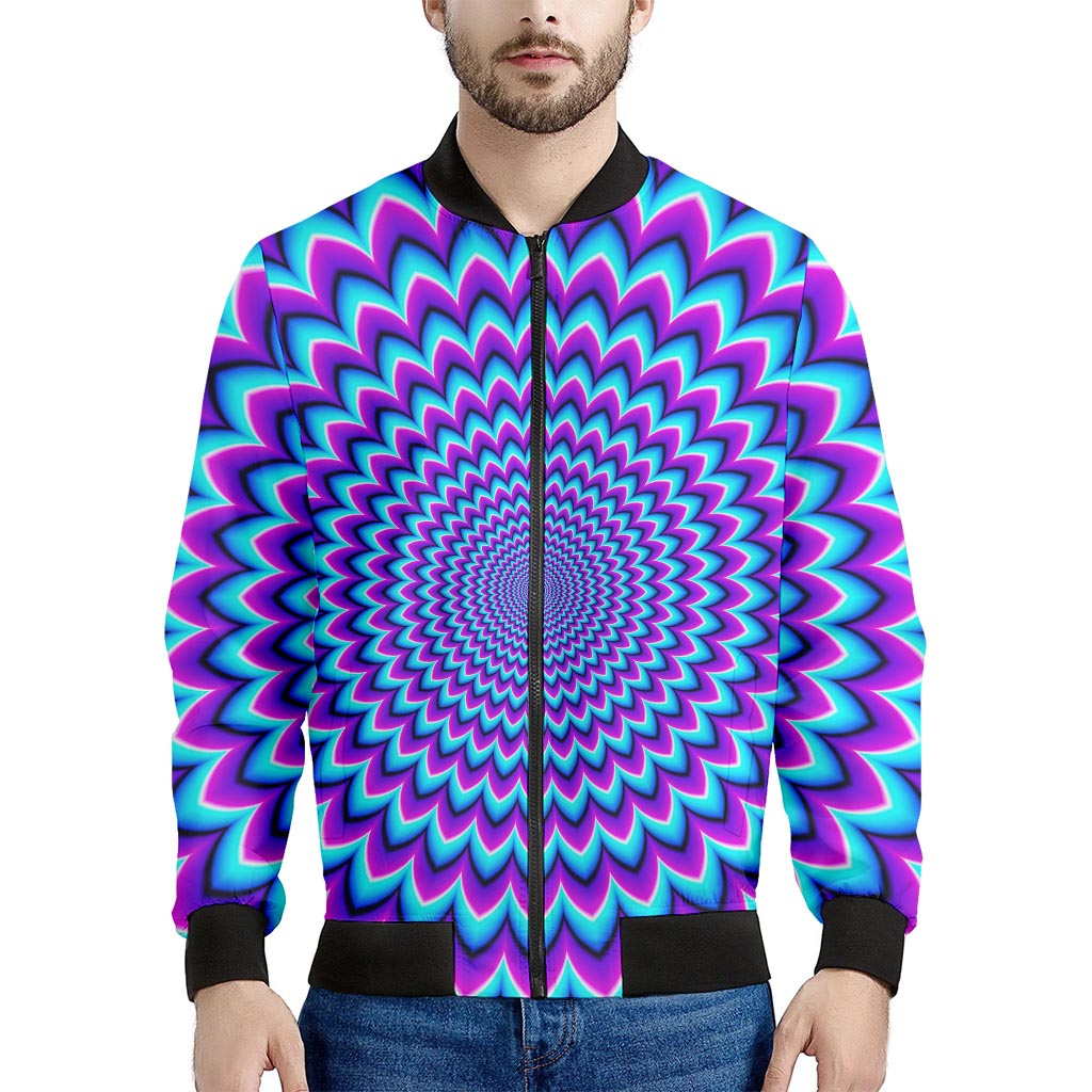 Blue Expansion Moving Optical Illusion Men's Bomber Jacket